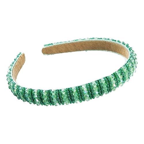 Handgewebtes Perlen Stirnband Haarschmuck Damen Stirnband Haarband Kopfbedeckung Frau (Color : B green) von ERICAT