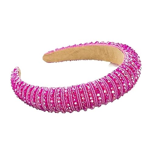 Handgewebtes Perlen Stirnband Haarschmuck Damen Stirnband Haarband Kopfbedeckung Frau (Color : Rose Red) von ERICAT