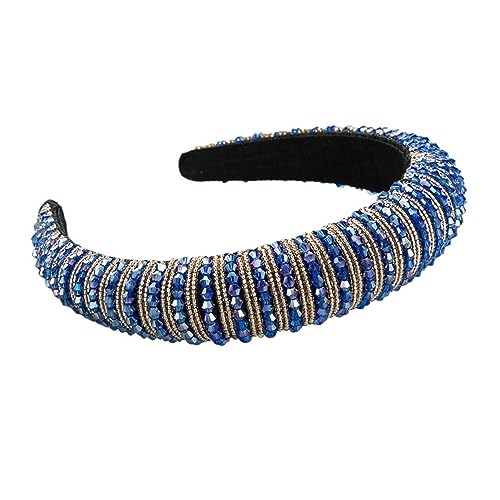 Handgewebtes Perlen Stirnband Haarschmuck Damen Stirnband Haarband Kopfbedeckung Frau (Color : Royal blue coffee) von ERICAT