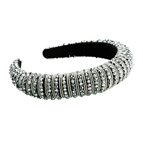 Handgewebtes Perlen Stirnband Haarschmuck Damen Stirnband Haarband Kopfbedeckung Frau (Color : Silver) von ERICAT