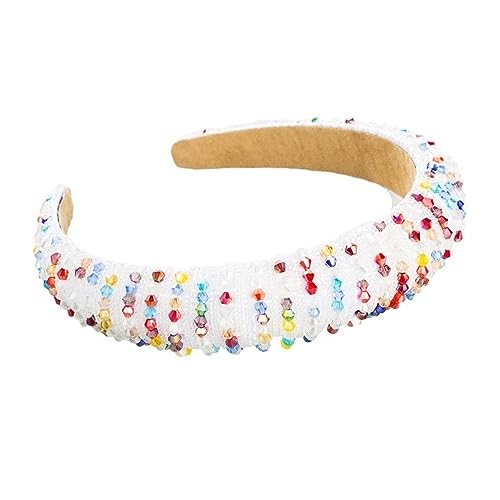 Handgewebtes Perlen Stirnband Haarschmuck Damen Stirnband Haarband Kopfbedeckung Frau (Color : White color) von ERICAT