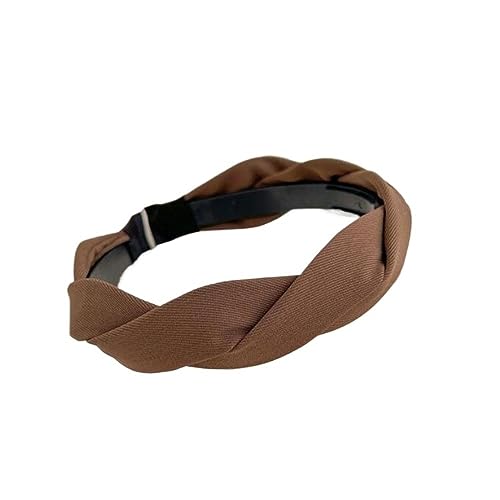 Korea Retro Geflochtene Stirnband for Frauen Breite Seite Geflochtene Frauen Haarband Einfarbig Headwear Mädchen Haar Zubehör (Color : Light coffee, Size : One size) von ERICAT