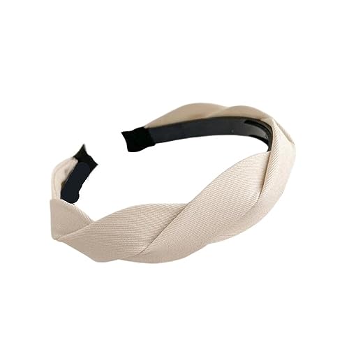 Korea Retro Geflochtene Stirnband for Frauen Breite Seite Geflochtene Frauen Haarband Einfarbig Headwear Mädchen Haar Zubehör (Color : White, Size : One size) von ERICAT