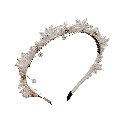 Kristall Perle umwickelt Stirnband Haarschmuck Damen trendiges Temperament Haarband Mädchen Kopfbedeckung (Color : White, Size : One size) von ERICAT