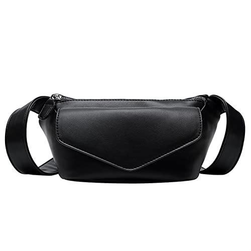 Lässige Gürteltaschen for Frauen Leder Umhängetasche Reise kleine Brusttasche Frauen Bauchtasche Gürtel Geldbörsen weiblich (Color : Black Waist Bag) von ERICAT