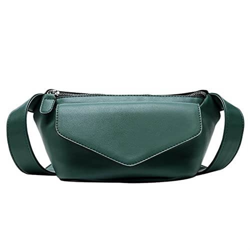 Lässige Gürteltaschen for Frauen Leder Umhängetasche Reise kleine Brusttasche Frauen Bauchtasche Gürtel Geldbörsen weiblich (Color : Green Waist Bag) von ERICAT