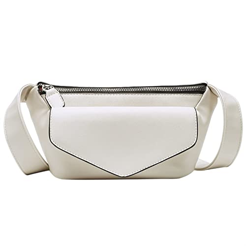 Lässige Gürteltaschen for Frauen Leder Umhängetasche Reise kleine Brusttasche Frauen Bauchtasche Gürtel Geldbörsen weiblich (Color : White Waist Bag) von ERICAT