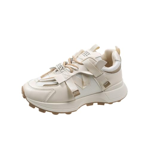 Leichte Sportschuhe Damen Atmungsaktive Bequeme Flache Schuhe Kurze Chunky Sneakers Weicher Boden rutschfeste Trainer Lace Up Low Top Flache Schuhe Mädchen von ERICAT