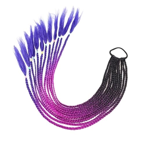 Mädchen Flechten Pferdeschwanz Bunte Twist Braid Synthetische Haarteil Mit Gummiband Haar Ring Frauen Farbverlauf Schmutzig Geflochten (Color : 3-49, Size : 24inches 2 colours) von ERICAT