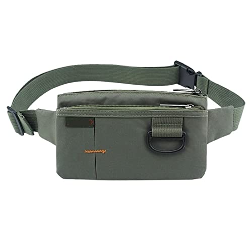 Männer Frauen Nylon 4 Taschen wasserdichte Hüfttaschen Verschleißfeste Schwarze Gürteltasche Messenger Umhängetasche (Color : Green 1) von ERICAT