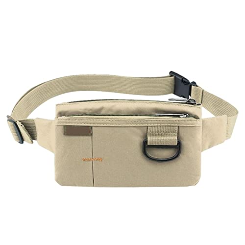 Männer Frauen Nylon 4 Taschen wasserdichte Hüfttaschen Verschleißfeste Schwarze Gürteltasche Messenger Umhängetasche (Color : Khaki 1) von ERICAT