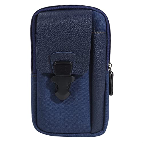 Männlich Casual Reißverschluss Männer Taille Taschen Kleine Einfarbige Kartenhalter 4 Zoll Handy Packs Gürtel Gürteltasche (Color : Blue) von ERICAT