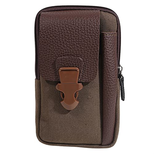 Männlich Casual Reißverschluss Männer Taille Taschen Kleine Einfarbige Kartenhalter 4 Zoll Handy Packs Gürtel Gürteltasche (Color : Brown) von ERICAT