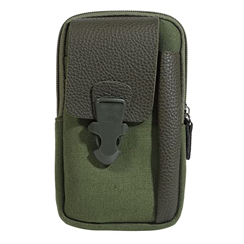 Männlich Casual Reißverschluss Männer Taille Taschen Kleine Einfarbige Kartenhalter 4 Zoll Handy Packs Gürtel Gürteltasche (Color : Green) von ERICAT