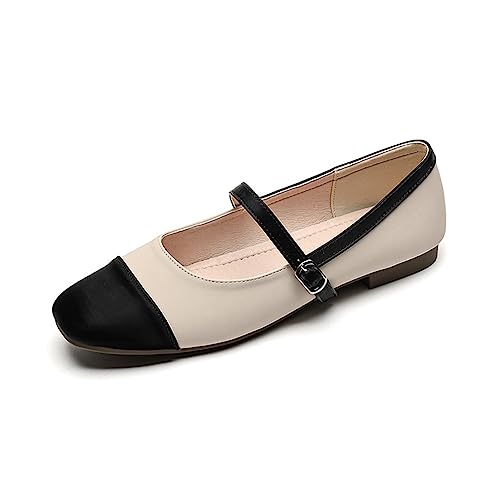 Mary Jane Schuhe Frauen Flach EIN Wort mit Flacher Mund Einzelne Schuhe Bunt Weiches Unterteil Rundkopf Spleißen Weibliche Schuhe von ERICAT