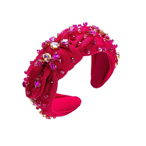 Modische Knoten-Satin-Stirnbänder, breite Stoff-Haarbänder for Frauen, Mädchen, Damen, Haarreifen, Haar-Accessoires (Color : Rose Red, Size : One size) von ERICAT