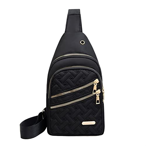 Neue Frauen Bestickter Faden Brusttasche Große Kapazität Weibliche Mehrschichtige Frauen One-Shoulder Schräge Kreuz Handtasche (Color : Black2, Size : 31cm 17cm 4cm) von ERICAT