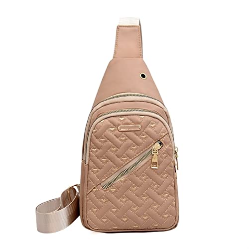 Neue Frauen Bestickter Faden Brusttasche Große Kapazität Weibliche Mehrschichtige Frauen One-Shoulder Schräge Kreuz Handtasche (Color : Khaki1, Size : 31cm 17cm 4cm) von ERICAT