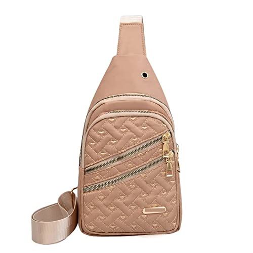 Neue Frauen Bestickter Faden Brusttasche Große Kapazität Weibliche Mehrschichtige Frauen One-Shoulder Schräge Kreuz Handtasche (Color : Khaki2, Size : 31cm 17cm 4cm) von ERICAT