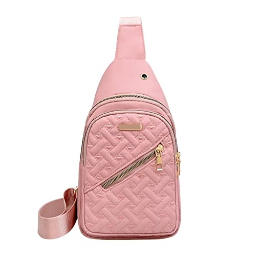 Neue Frauen Bestickter Faden Brusttasche Große Kapazität Weibliche Mehrschichtige Frauen One-Shoulder Schräge Kreuz Handtasche (Color : Pink1, Size : 31cm 17cm 4cm) von ERICAT