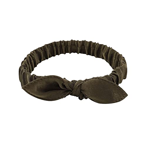 Niedliche Kaninchenohren Knoten Haarband Solide Baby Handband Turban for Mädchen Neugeborene Elastische Haarbänder Kopfband (Color : Army Green, Size : Size fits all) von ERICAT