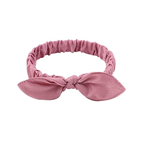 Niedliche Kaninchenohren Knoten Haarband Solide Baby Handband Turban for Mädchen Neugeborene Elastische Haarbänder Kopfband (Color : Dark pink, Size : Size fits all) von ERICAT