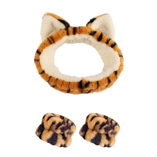 Niedliches Bärenohren-Stirnband- und Armband-Set for Frauen und Mädchen (Color : Tiger) von ERICAT
