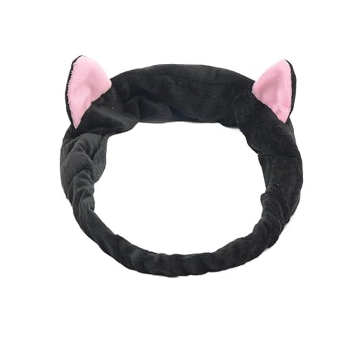 Niedliches Haarband mit Katzenohren for Frauen und Mädchen – perfektes Haar-Accessoire for Waschen des Gesichts und zur Pflege (Color : Black) von ERICAT