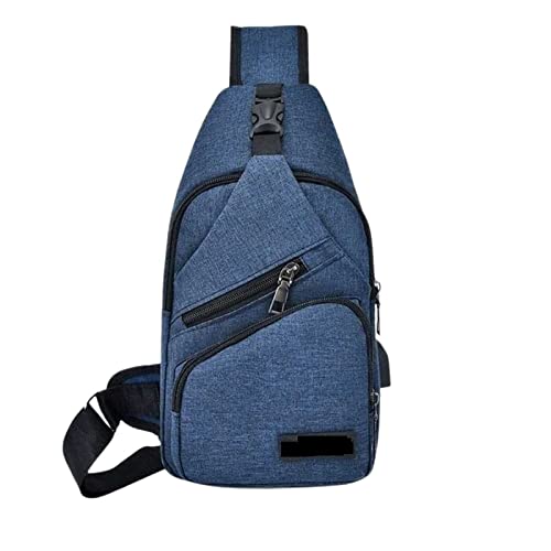 Reise-Brusttasche Lässige Männer Einfarbige Schulter Umhängetasche Handytasche Tragbare Reißverschluss-Fanny-Hüfttasche (Color : Blue Oxford Cloth) von ERICAT