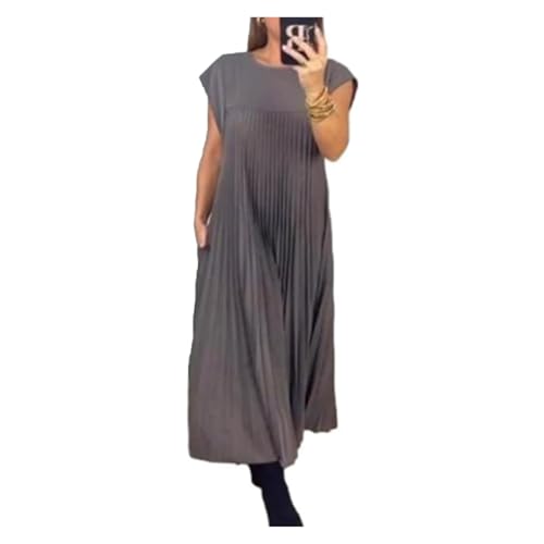 Reposaltrust Pleated Dress, Reposaltrust Pleated Skirt, Women Pleated Simple Solid Color Dress(Gray,XL) von ERICAT