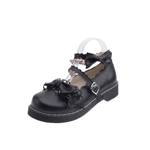 Retro Flache Studentin Lolita Schuhe Dicker Boden Frauen Schuhe Niedliche Schleife Runder Kopf Lederschuhe Mode Jk Uniform Mary Jane Schuhe von ERICAT
