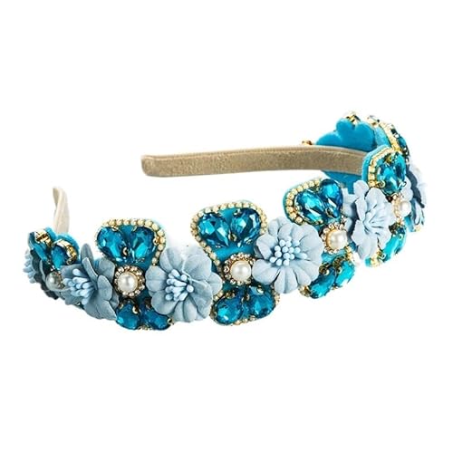 Rosa Stirnband Mädchen Krone Blumenkranz Haarband Prinzessin Haarreifen Blume for Fotografieren als Geschenk (Color : 2-Blue, Size : One size) von ERICAT