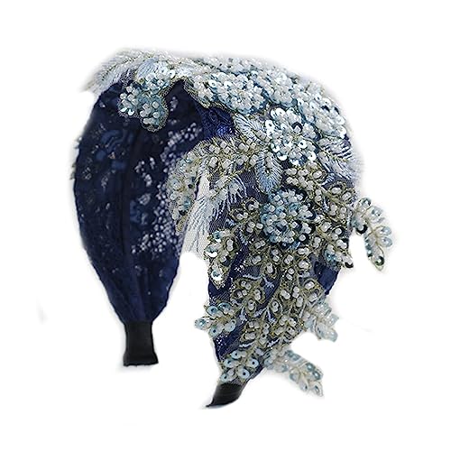 Spitze Stickerei Kristall Blume Stirnbänder for Frauen Pailletten Haar Zubehör Breite Mädchen Floral (Color : 33) von ERICAT