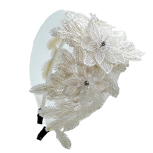 Spitze Stickerei Kristall Blume Stirnbänder for Frauen Pailletten Haar Zubehör Breite Mädchen Floral (Color : Width 11cm-02) von ERICAT