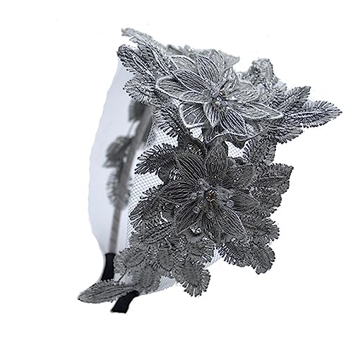 Spitze Stickerei Kristall Blume Stirnbänder for Frauen Pailletten Haar Zubehör Breite Mädchen Floral (Color : Width 11cm-04) von ERICAT