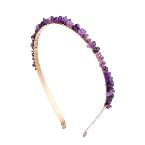 Splitterstein-Haarreifen for Frauen und Mädchen, Splitterstein, Amethyst, Rosenquarz, Citrin, Aventurin, Kopfbedeckung, Haarschmuck (Color : Amethyst) von ERICAT