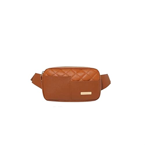 Trendy Travel Women Bag Fashion Checkered Brusttasche PU-Leder-Umhängetasche Female Messenger Bag Girl Hone Geldbörsen Gürteltasche (Color : Brown) von ERICAT