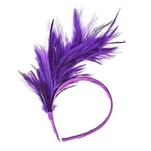 Vintage bunte Kopfschmuck Straußenfedern Stirnband Flapper Kopfschmuck Frau Haarschmuck (Color : Purple, Size : One size) von ERICAT