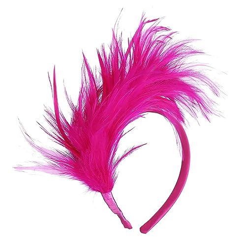 Vintage bunte Kopfschmuck Straußenfedern Stirnband Flapper Kopfschmuck Frau Haarschmuck (Color : Rose red, Size : One size) von ERICAT