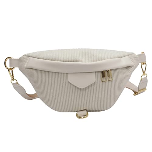 Winter Weibliche Gürteltasche Cord Bauchtasche Und Handytasche Mode Damen Schulter Umhängetasche Brusttasche Dame Gürteltasche (Color : White Waist Bag) von ERICAT