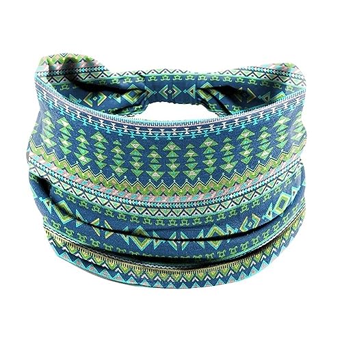 Yoga-Baumwoll-Stretch-Stirnband, bedruckt, Twist-Stil, elastisches Haarband, breite Haarbänder, Knoten-Kopfbedeckung (Color : 14, Size : One size) von ERICAT