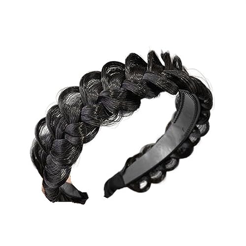 Zopf Perücke Twist Haarbänder for Frauen rutschfeste geflochtene Perücken Stirnband Haarschmuck (Color : Black) von ERICAT