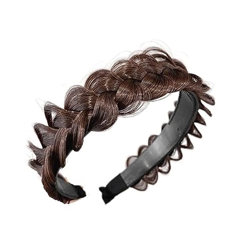 Zopf Perücke Twist Haarbänder for Frauen rutschfeste geflochtene Perücken Stirnband Haarschmuck (Color : Dark brown) von ERICAT