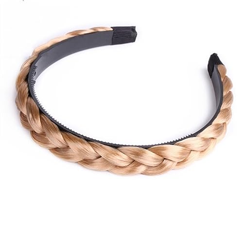 Zopf Perücke Twist Haarbänder for Frauen rutschfeste geflochtene Perücken Stirnband Haarschmuck (Color : StyleB-gold 1.8cm) von ERICAT