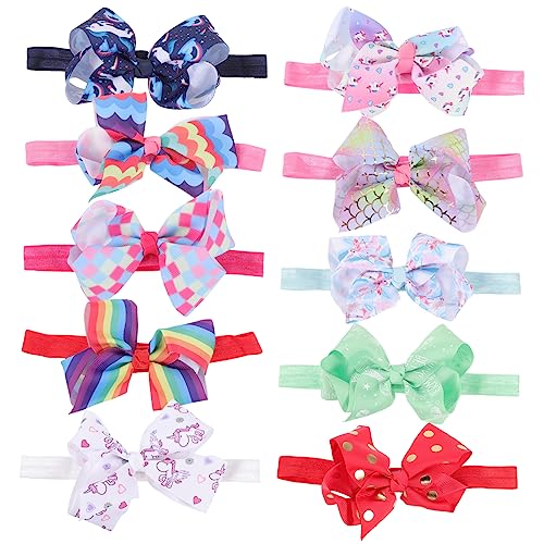 10 Stück Teiliges Haarband mit Schleifen für Elastische Haarschmuck Accessoires Bunten Designs für Partys Besondere Anlässe von ERINGOGO