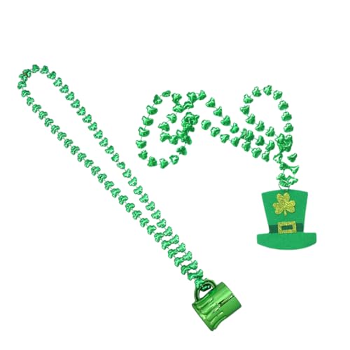 ERINGOGO 1 Satz Grüne Halskettendekoration Halskette Mit Kleeblattperlen Kleeblatt-perlenketten Grüne Perlenketten Halskette Mit Perlenanhänger St. Patricks Day Halsketten Kunststoff von ERINGOGO