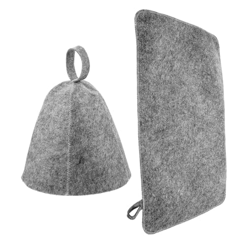ERINGOGO 1 Satz Sauna Duschkappenpolster wiederverwendbar Männer Absorption Unisex groß Tragbare Saunahüte Saunakappen Saunaversorgung Saunahut zum Hut für Sauna Filzstoff Grau von ERINGOGO