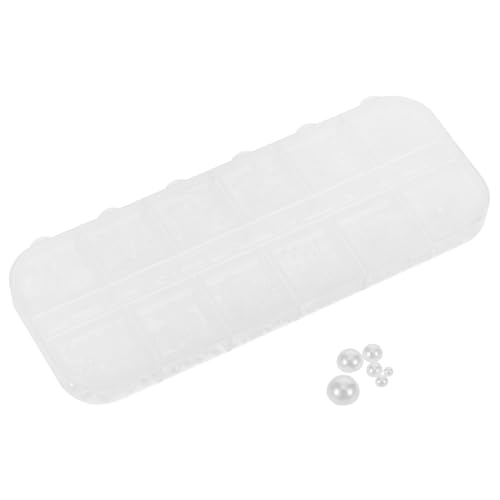 ERINGOGO 1 Schachtel Fach Box Halbkreis Weiße Flache Rückseite Nagelperlen für DIY Nail Art Schmuck Kleine Perlen für Stilvolle Maniküre Langlebige Kunststoffperlen für Damen von ERINGOGO