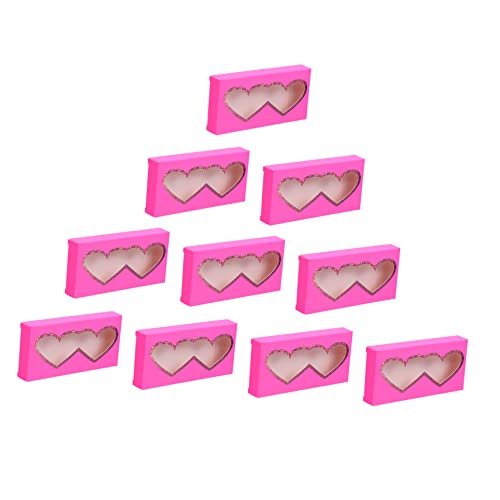 ERINGOGO 10 Stück Herzform Wimpernbox Leere Wimpern Aufbewahrungsbox Organizer aus Papier für Falsche Wimpern mit Transparentem Fenster von ERINGOGO