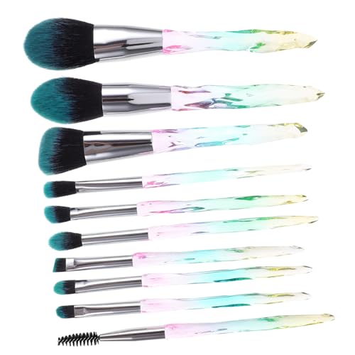ERINGOGO 10 Stück Teiliges Kosmetikpinsel Set mit Langlebigen Feinen Borsten Transparenter Diamantgriff Farbverlaufendes Design Vielseitig für Foundation Lidschatten und Präzises Make Up von ERINGOGO